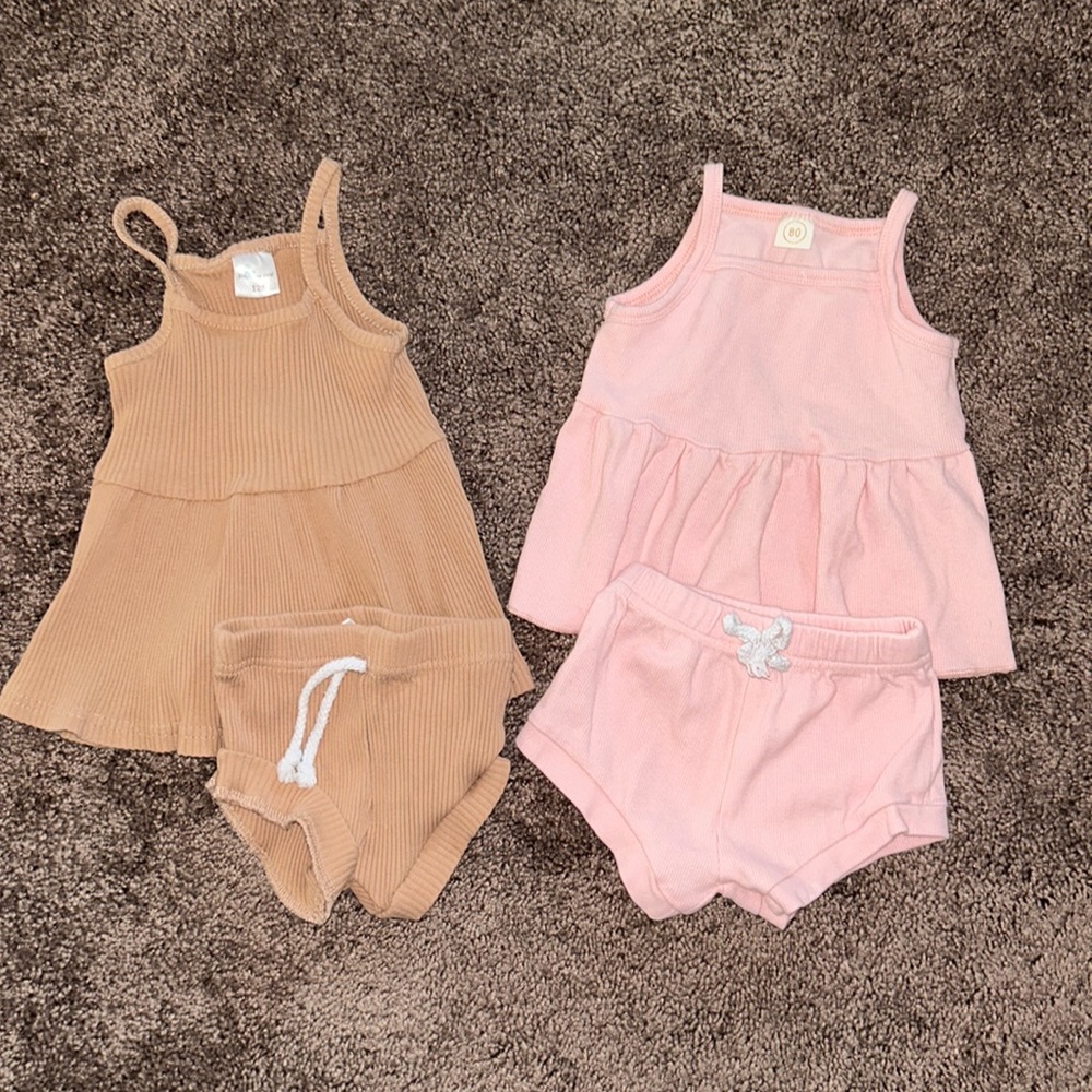 Babygirl little one shop ribbed tank top shorts 2 piece matching sets bundle